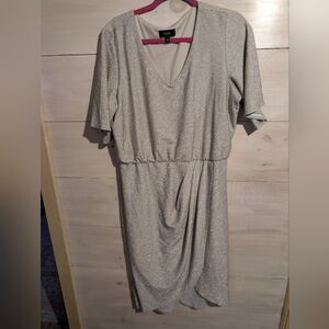 MSK Shimmering Silver Midi Dress